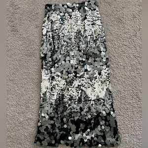 Zara silver  sequin midi skirt